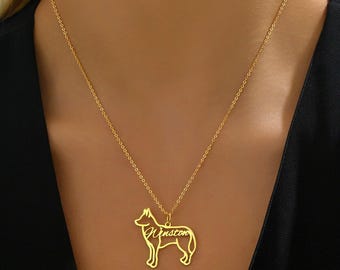 Custom Dog Name Necklace, Personalized Jewelry for Pet Lover, Animal Pet Memorial Gift, Dog Breed Silhouette Necklace, Gift for Pet Loss
