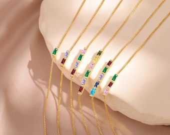 Pulsera de piedra de nacimiento, pulsera de piedra de nacimiento baguette, regalo de graduación, regalo de cumpleaños, regalo de abuela para mamá, regalo del Día de la Madre para ella