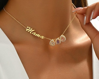 Family Birthstone Necklace, Personalized Birthstone Necklaces, Birthstone Jewelry, Gift For Mom, Birthday Gift, Christmas Gift, Gift for Her