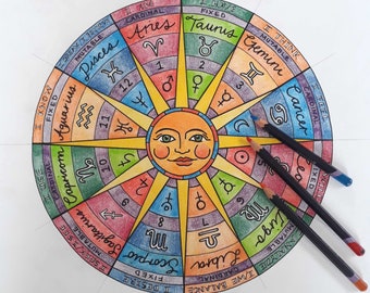 The Zodiac - Study Resource - Colour In Mandala PDF/JPEG