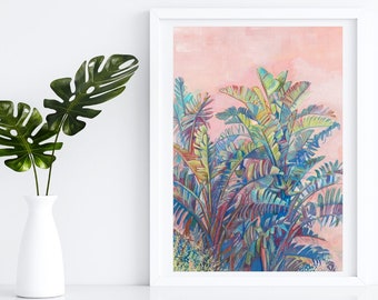 Banana Leaves Printable Wall Art - Digital Download Art - Download Living Room Art - Botanical Artwork