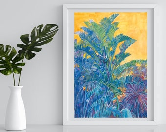 Bird of Paradise Printable Wall Art - Digital Download Art - Download Living Room Art - Botanical Artwork