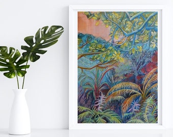 Fern Forest Printable Wall Art - Digital Download Art - Download Living Room Art - Botanical Artwork