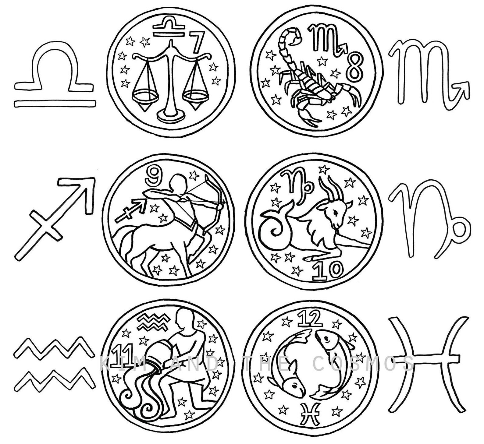 The Zodiac Signs Poster Colour in 1 x PDF Printable - Etsy España