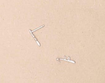 Fehu Rune Sterling Silver Ear Studs - Norse Abundance Talisman