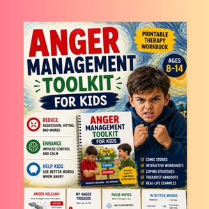 Anger Management for Kids | ADHD Emotional Regulation Workbook | Behavior Therapy Impulse Control Printable | Calm Kids | School Counselor