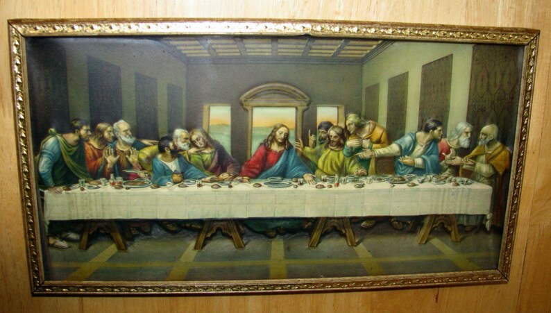 Vintage 3D The Last Supper framed shadow box art print | Etsy
