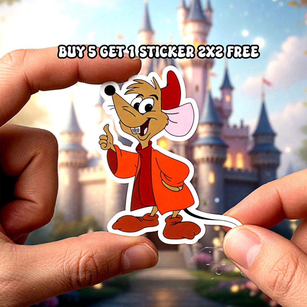 Cinderella Mouse/ Jaq Sticker: Water Bottle, Laptop, Notebook ...