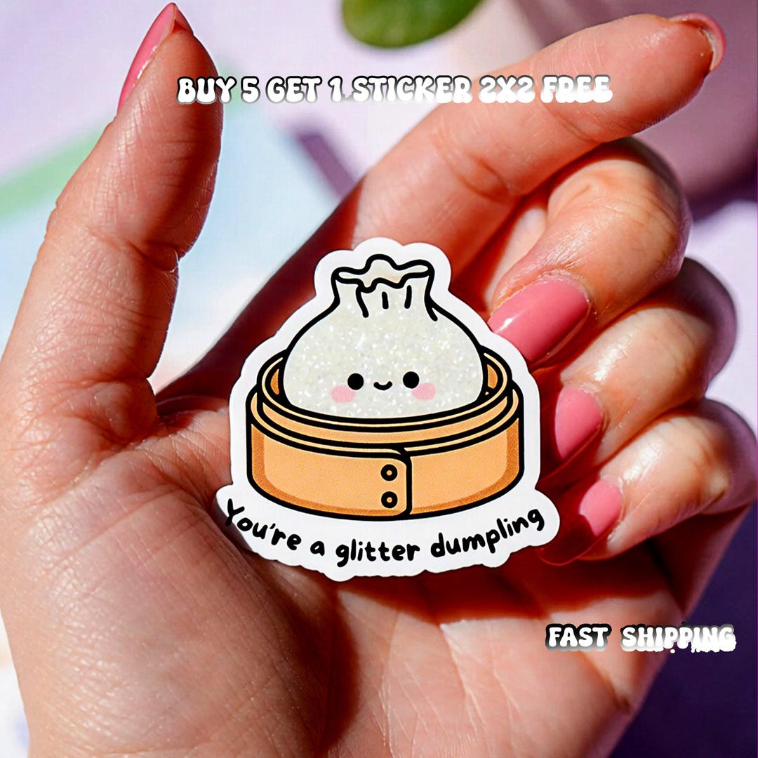 Cute Glitter Dumpling Sticker | Girly Floral Trendy Kid Design | Kawaii ...