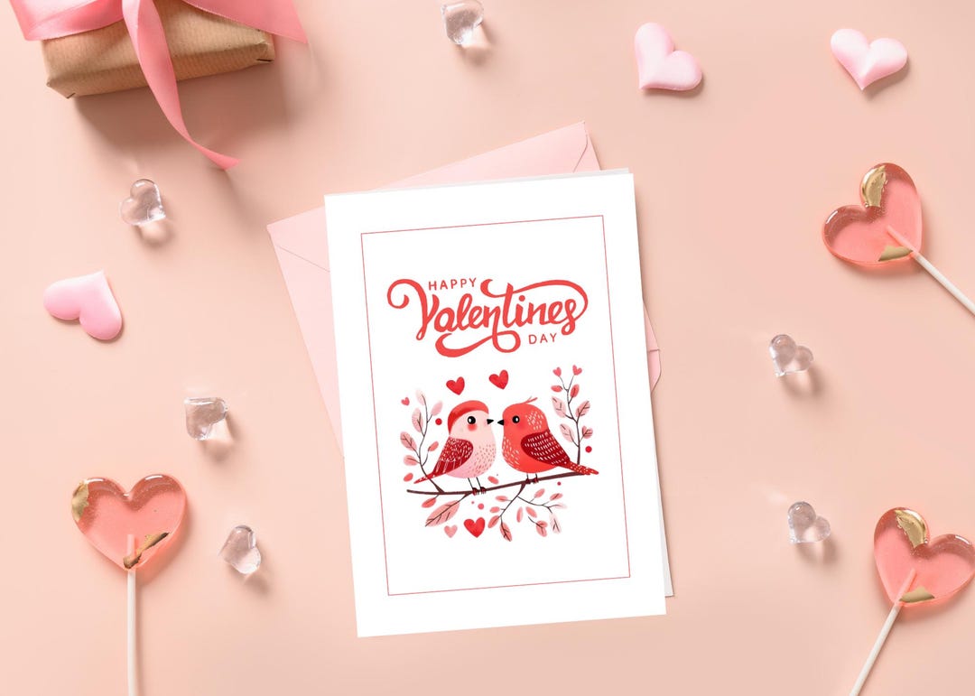 Love Birds Valentine's Day Card | Romantic Printable (digital Download ...