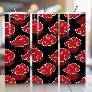 Envoltura para vaso de 20 oz con diseño de nube roja de anime PNG / Arte de sublimación estética ninja