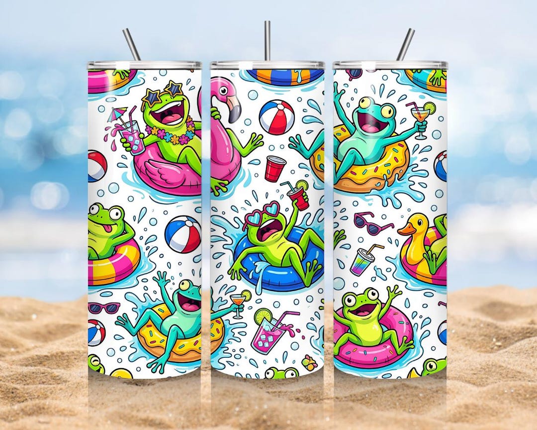 Unhinged Frog Tumbler Wrap | Funny Summer Frogs PNG 20oz Skinny ...