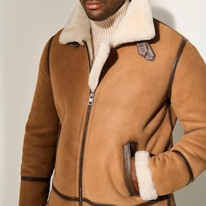 Shearling B3 Bomber Jacket: Genuine Sheepskin Fur Leather Aviator