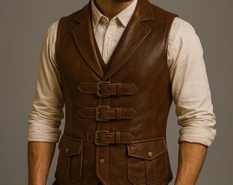 OBEEII Middeleeuws vest heren Vinatge Renaissance Victoriaanse piraten mouwloos gothic Viking Steampunk Cosplay Steampunk vest, bruin, M