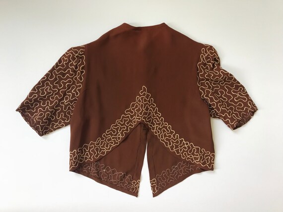 1930s embroidered blouse . vintage 30s risqué choc