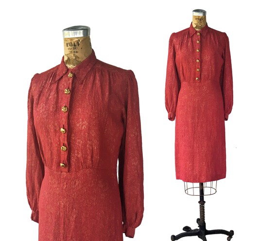 1940s pink lamé dress . vintage 40s collar shirt w