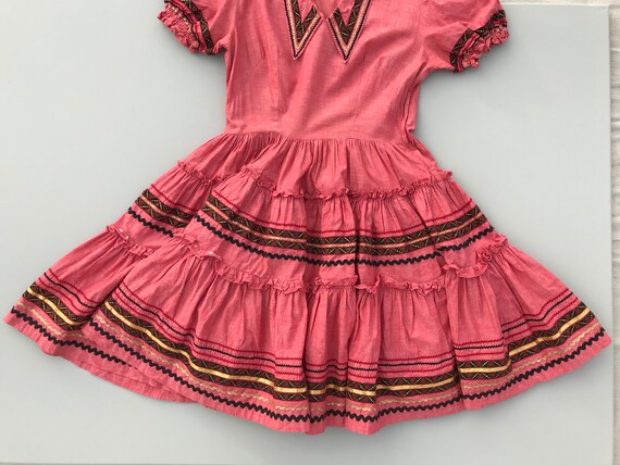 1940s Western swing dress . 40s vintage coral hear