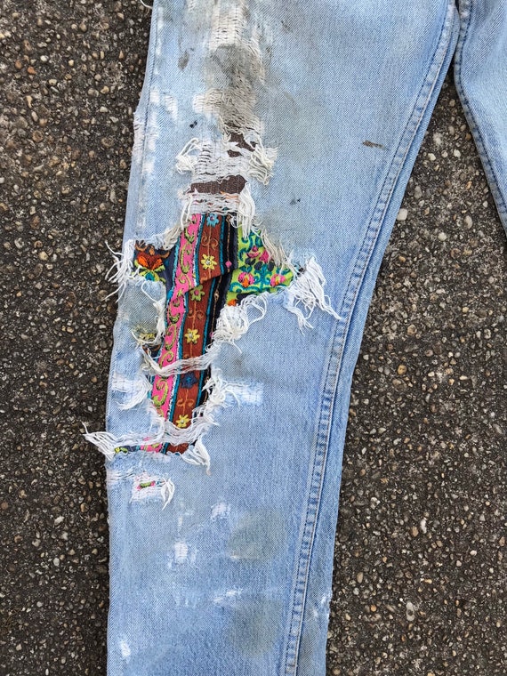 vintage Levi's jeans . vintage 80s psychedelic pa… - image 5