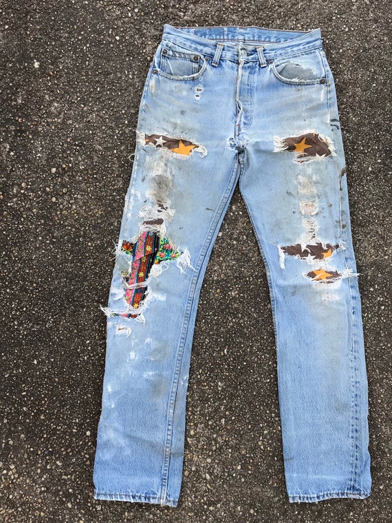 vintage Levi's jeans . vintage 80s psychedelic pa… - image 3