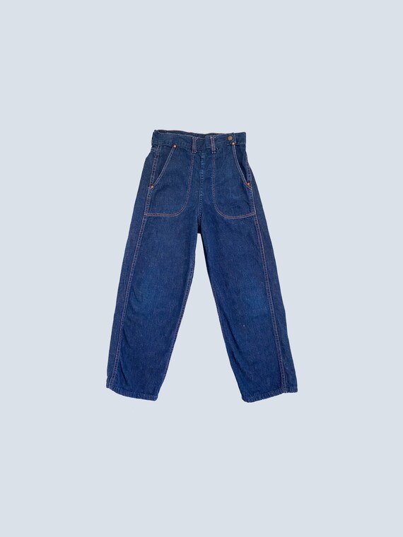 1950s side zip jeans . vintage 50s denim pants tro