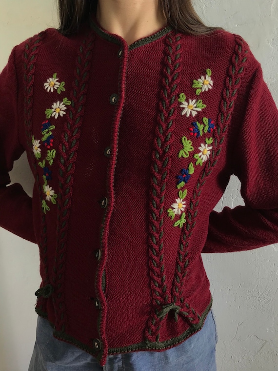 1950s braided knitwear sweater . 50s vintage Germa