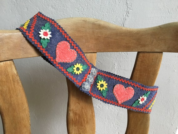 1940s German folk belt . 40s vintage Bavarian felt