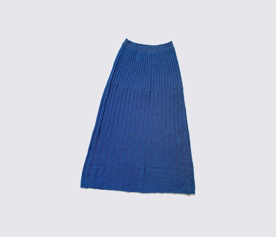 1930s knitwear maxi skirt . 30s vintage azure blue