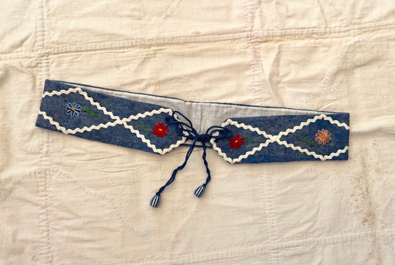 1940s Bavarian belt . 40s vintage hand embroidere… - image 1