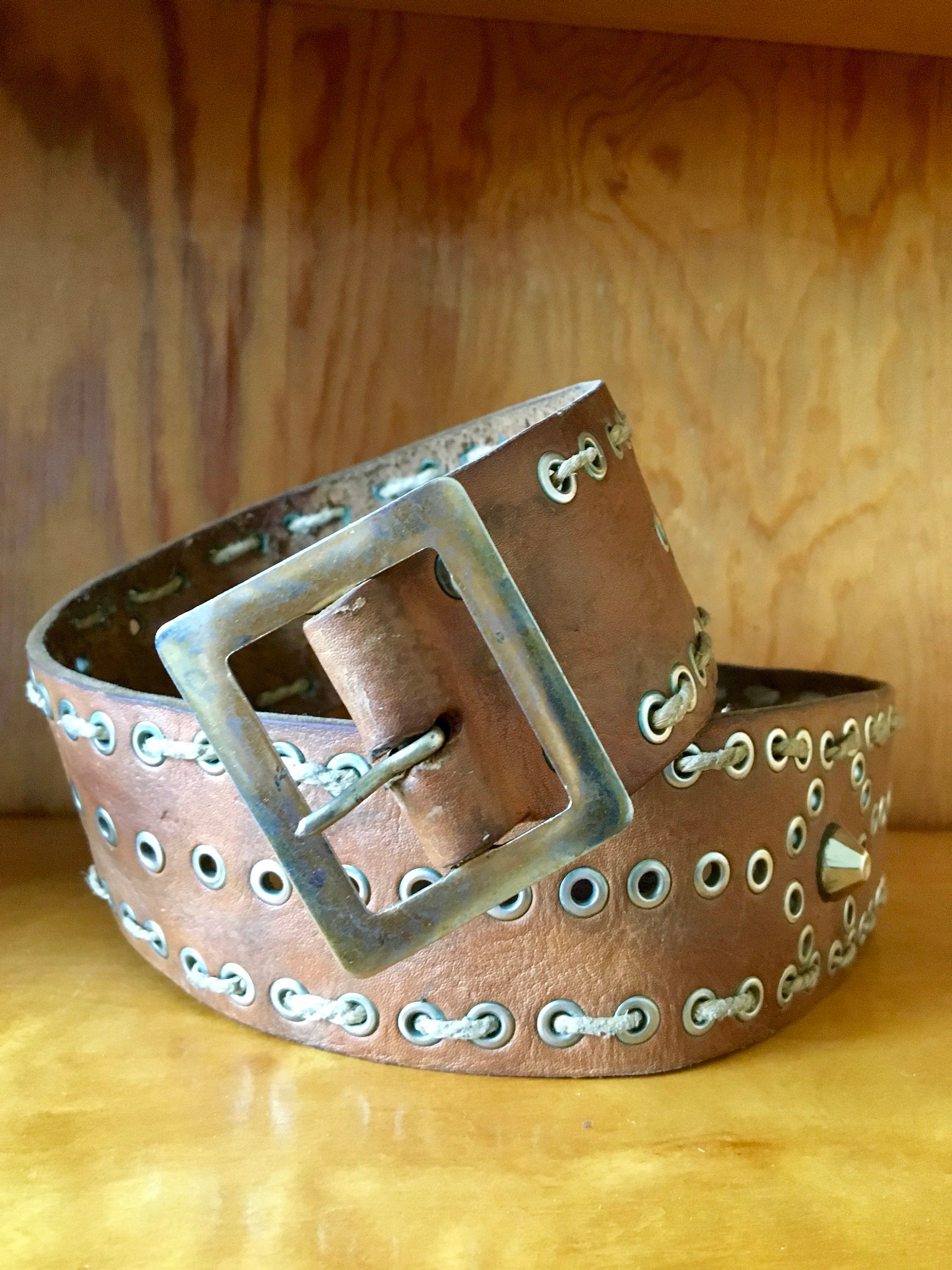 1940s ladies belt . 40s vintage western rope leather metal | Etsy