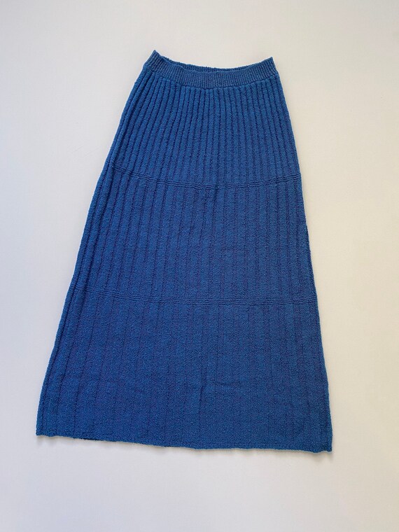 1930s knitwear maxi skirt . 30s vintage azure blue