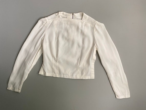 1930s Talon white blouse. 30s vintage rayon fitted