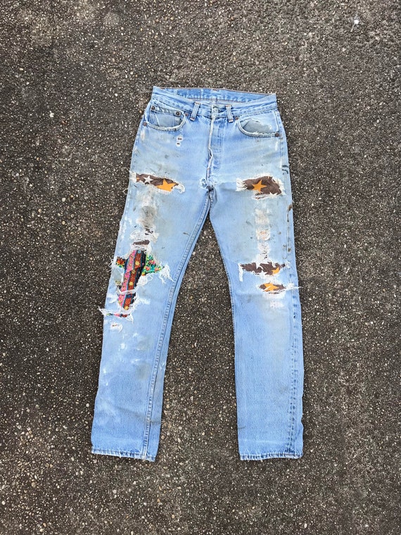 vintage Levi's jeans . vintage 80s psychedelic pa… - image 1