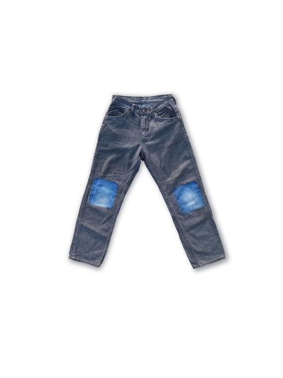 1950s womens denim jeans . vintage 50s pants trous