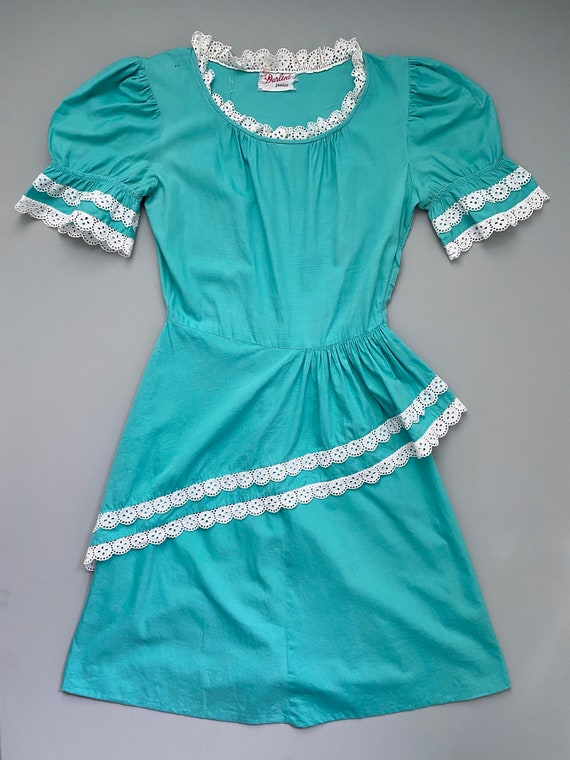 1940s Darlene Junior turquoise dress . 40s vintage