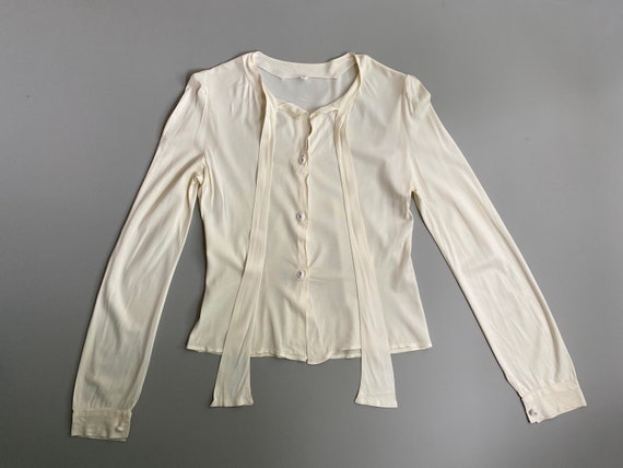 1930s 1940s white long sleeve blouse. 30s 40s vint