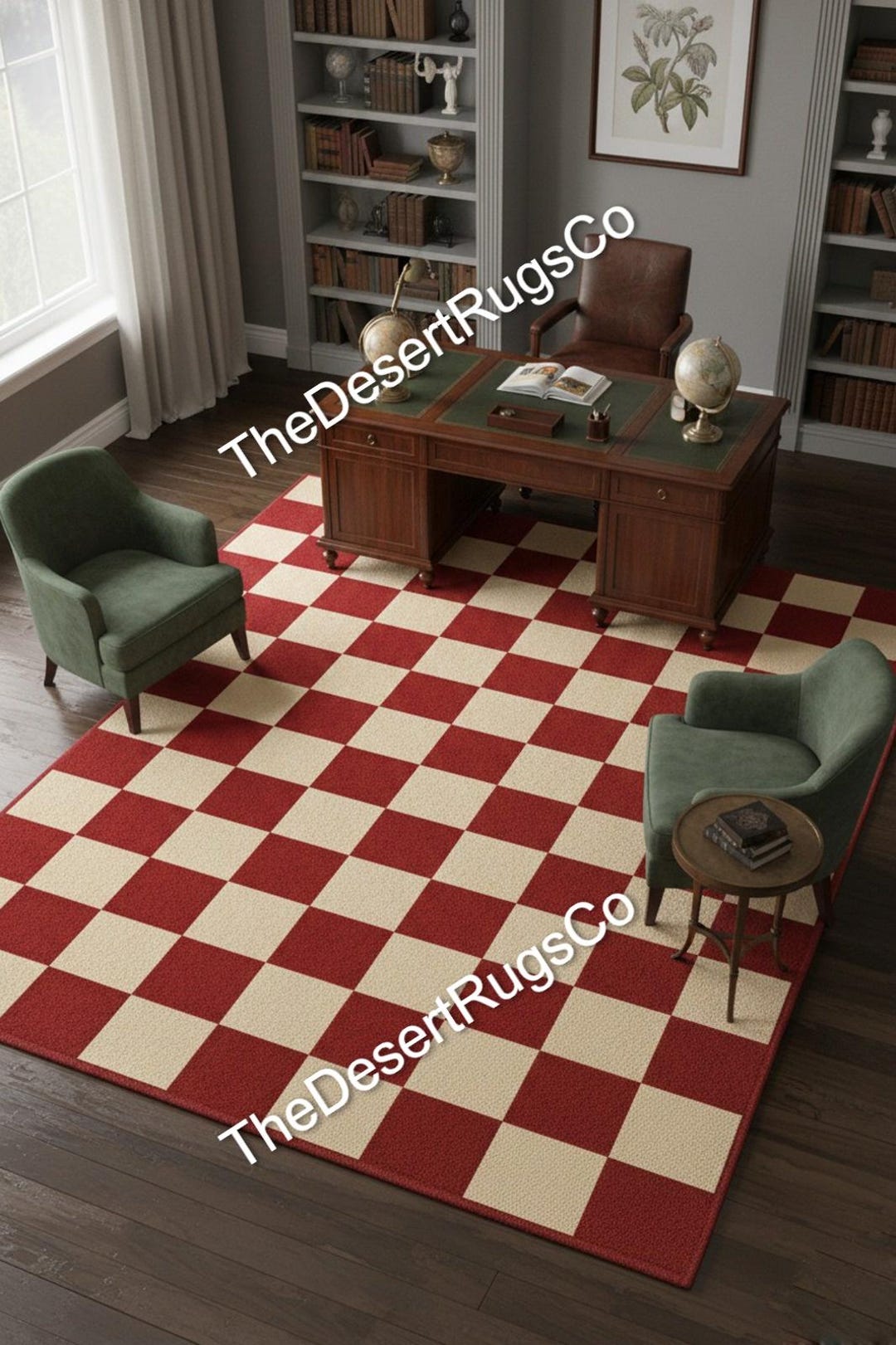 Checker Board Rug Red Beige Modern Area Rug Geometric Floor Carpet ...