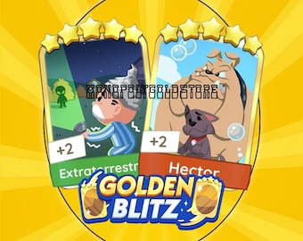 Außerirdischer & Hector Monopoly Go! Sticker 5 Sterne - Goldener Blitz Spezial-Kombi