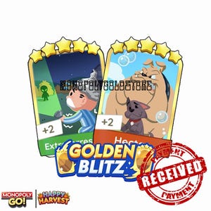 Monopoly Go! Extraterrestrial & Hector - Golden Blitz 5 Star Stickers