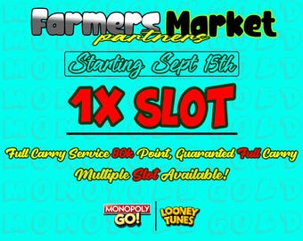 Monopoly Go! Bauernmarkt-Partner [1x Slot] Vollständiger Trageservice 80.000 Punkte