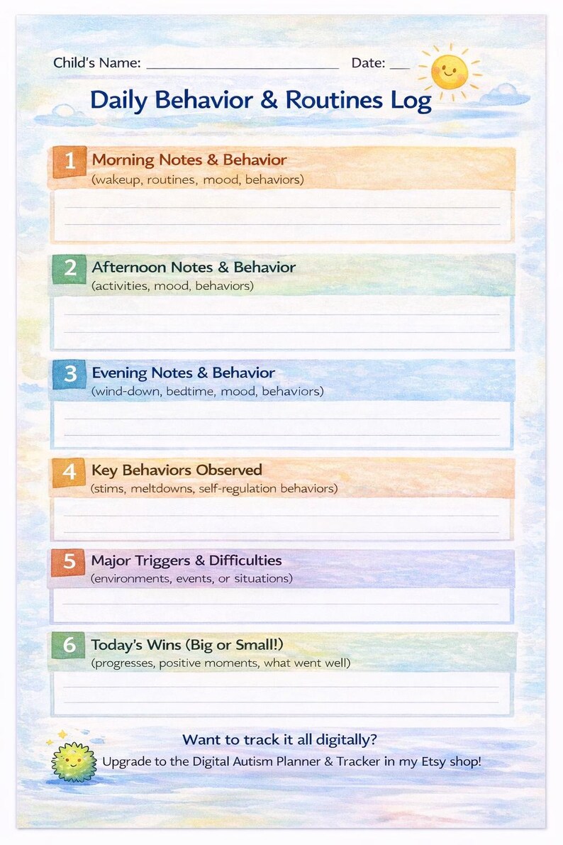 Autism Planner & Tracker Bundle Printable | Behavior Log, Sleep, Meds ...