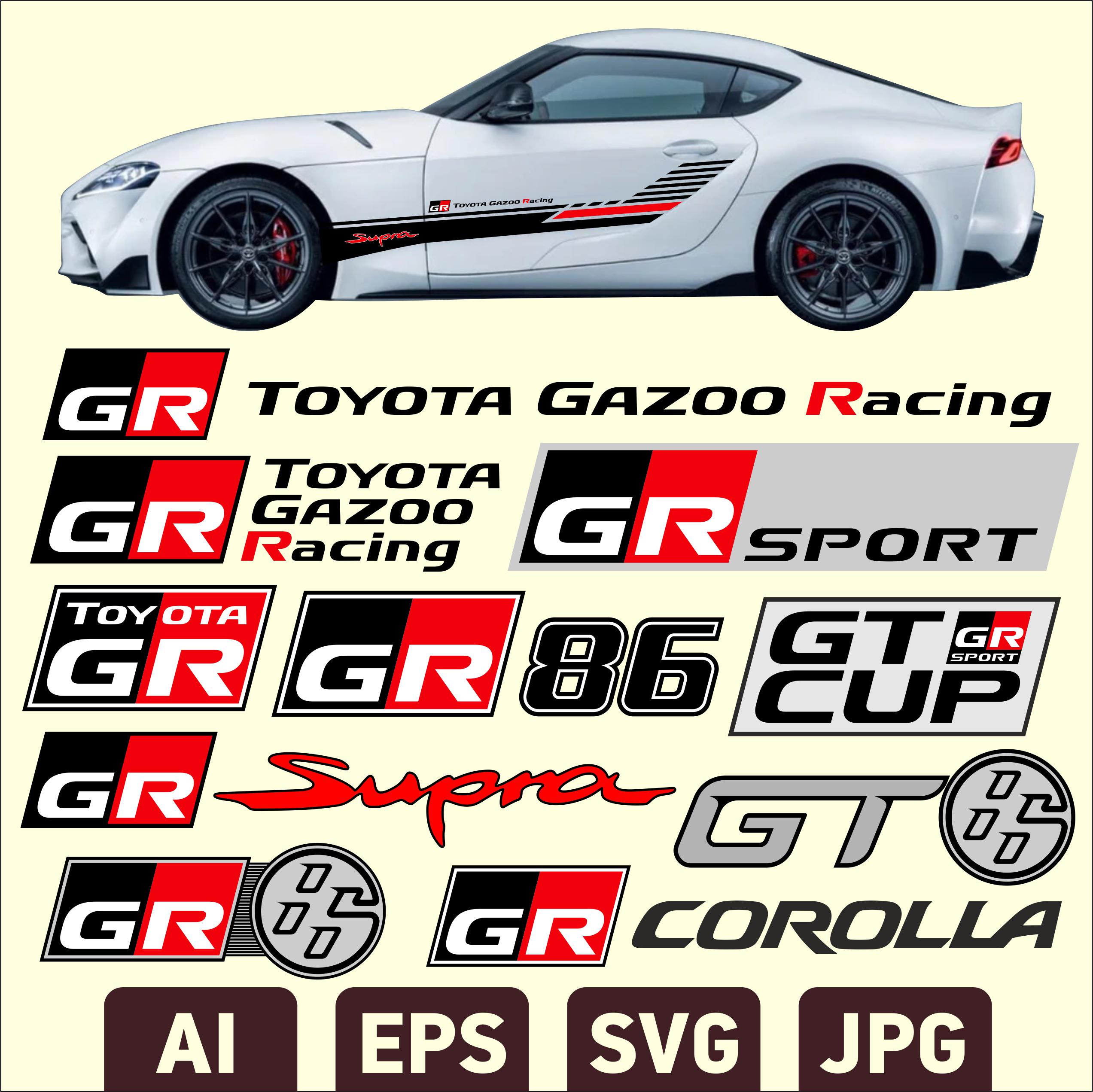 thumbnail image 2 of GR Toyota Gazoo Racing Decal Sticker – Pair – White Gloss – Oracal – Made In Canada 2 of 4