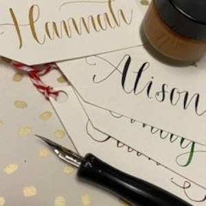 Personalised wedding Christmas birthday custom tag handwritten modern calligraphy