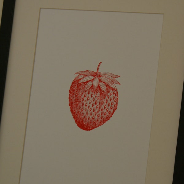 Screen printed strawberry poster