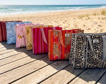 Draagtas katoen bedrukt gewatteerd | Shopper strandtas