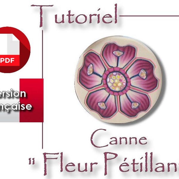 Tutoriel PDF en français : Réaliser une canne 'fleur pétillante' en pâte polymère