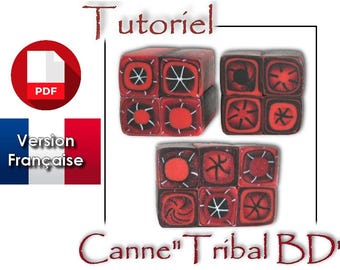 Tutoriel PDF en français : Réaliser une canne "tribal BD" en pâte polymère