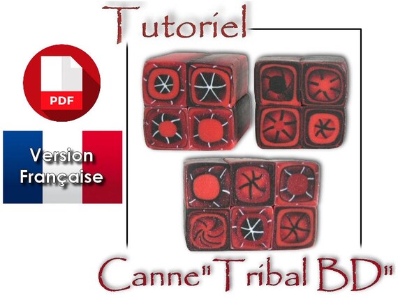 Tutoriel PDF en français : Réaliser une canne "tribal BD" en pâte polymère