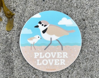 Plover Lover-Snowy Plover and Chick 2.5-inch vinyl sticker