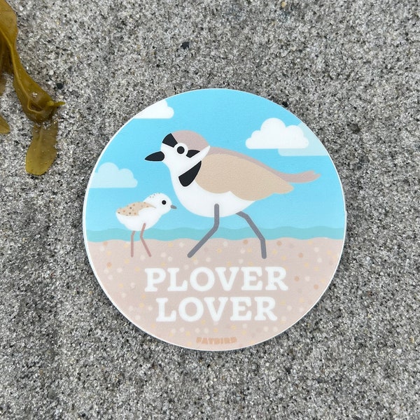Plover Lover-Snowy Plover and Chick 2.5-inch vinyl sticker