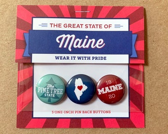 The Great State of Maine (3 one-inch buttons)